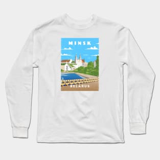 Minsk, Belarus.Retro travel poster Long Sleeve T-Shirt